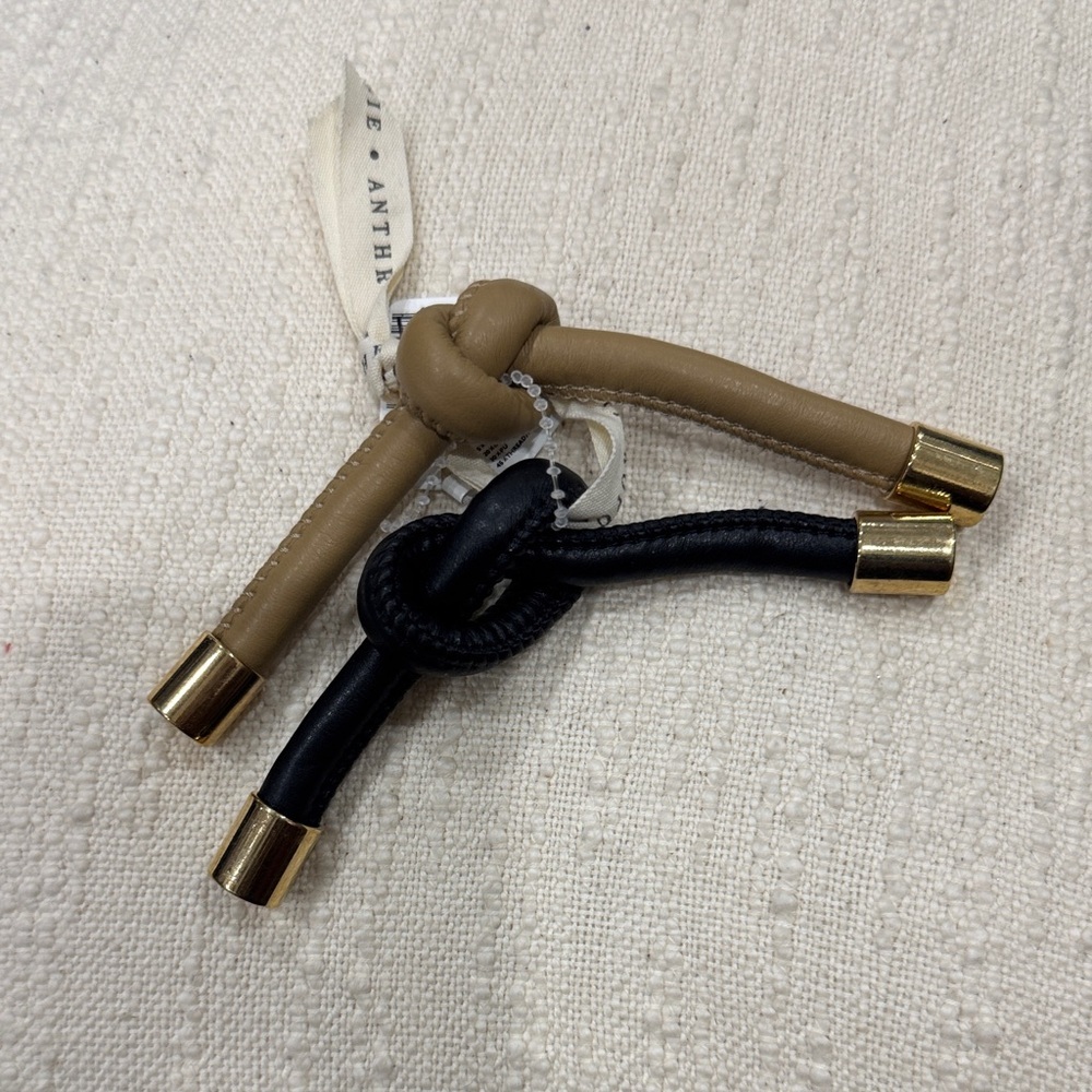 Anthropologie Faux Leather Gold -Tipped Twist Hair Ties